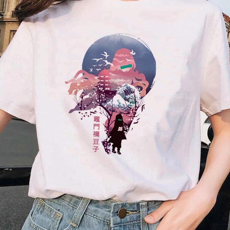 Short Sleeved Round Neck Y2k Tshirt Men Clothing New in Top Tees Mens T-Shirt Anime Pattern Japanese Demon Slayer Cartoon 70303