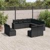 Vidaxl 11-Cz. Garden Lounge Set, Cushions Black Rattan Pe