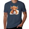Highland cow drinking English tea TShirt Essential Solid Color TShirt