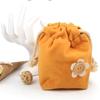 Charm Candy Color Drawstring Bag Travel Makeup Storage Decorated with Buttons Sanitary Napkin Package Small Flower Pulling Lint Storage Bag