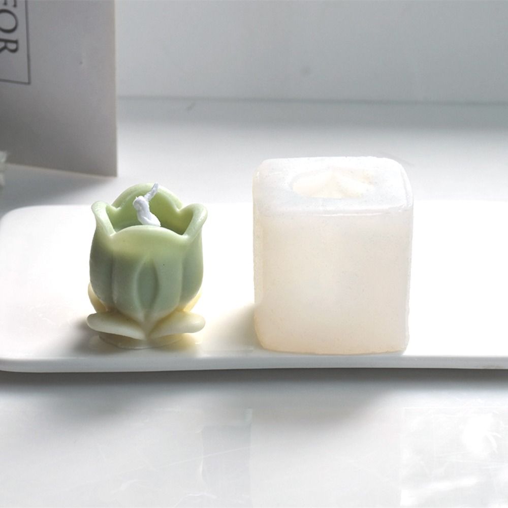 

Тюльпан с листьями креативная 3D силиконовая форма для подсвечника инструмент для мыла форма для ароматерапевтических свечей белый