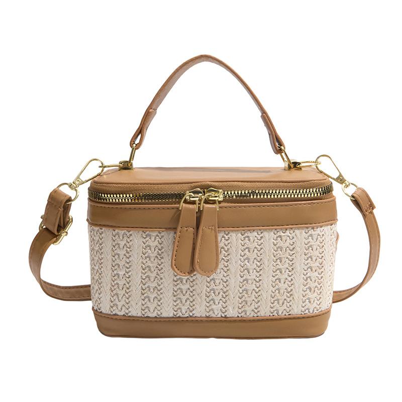 Tide-Tasche Damen Sommer Neu Gewebt Spleiß Schultertasche Textur Tragbar Umhängetasche Kleines Quadratisches Tasche