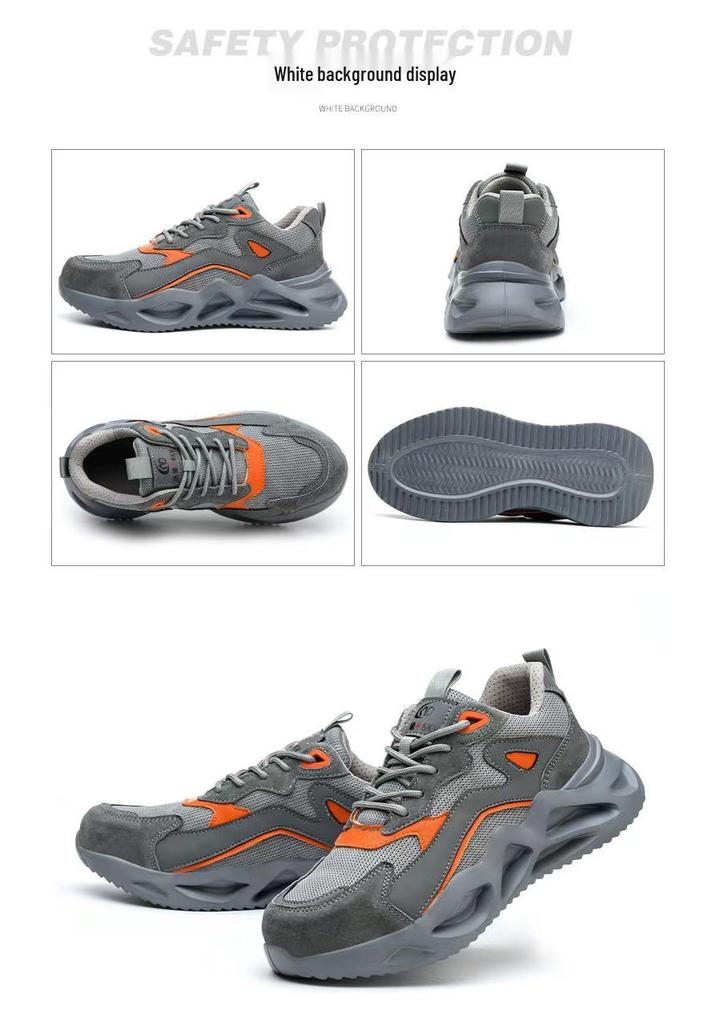 Thunderbolt Shield Low-Top Cowhide Safety Shoes: Anti-Smash, Anti-Puncture, Insulated, Wear-Resistant Rubber Outsole.
