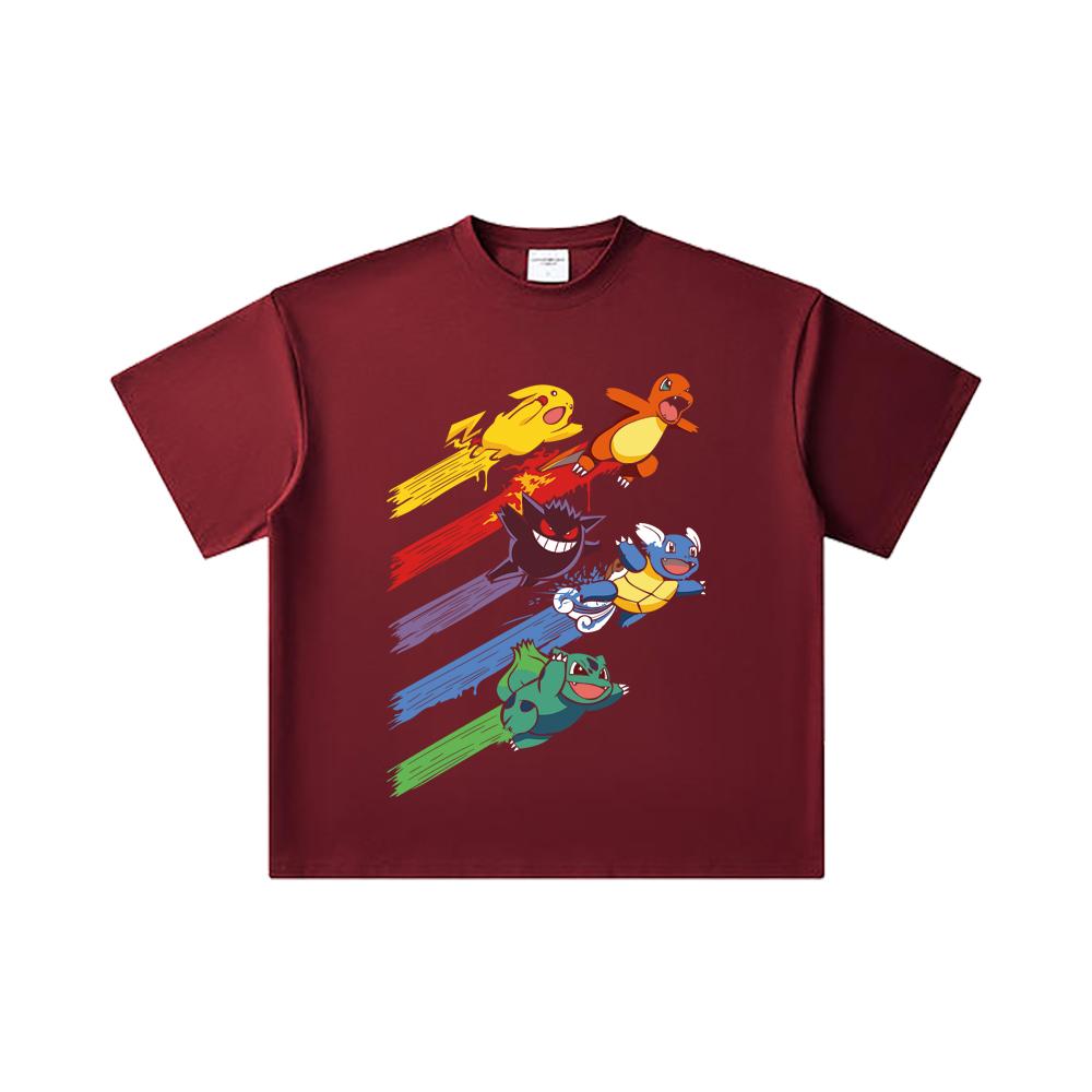260 GSM Double Yarn 32 Count 100% Cotton Pokemon V21 Print Unisex Heavy Cotton T Shirt