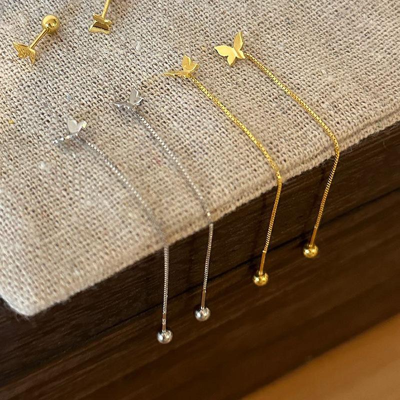 Long chain tassel butterfly earrings for women fresh and fashion earrings for women  silver ear chain classic  gifts