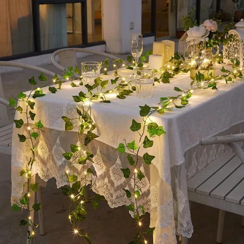 2M/4M Fairy Lights ivy String LED Solar Light Vine Maple Leaf Waterproof Garland Solar Lamp Christmas for Garden Decoration