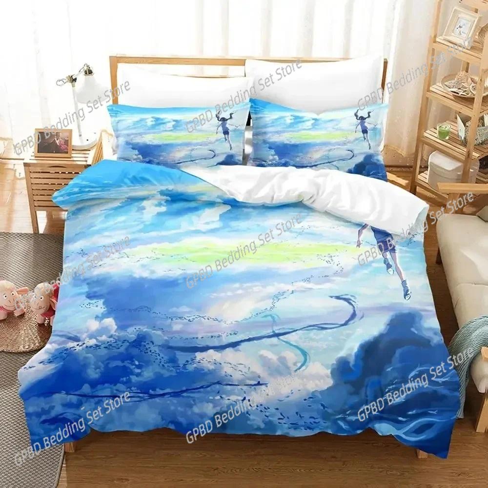 Anime Weathering with You Bedding Set Bedroom Soft Modern Bedspreads Comefortable Kids Duvet Cover Quilt Cover And Pillowcase