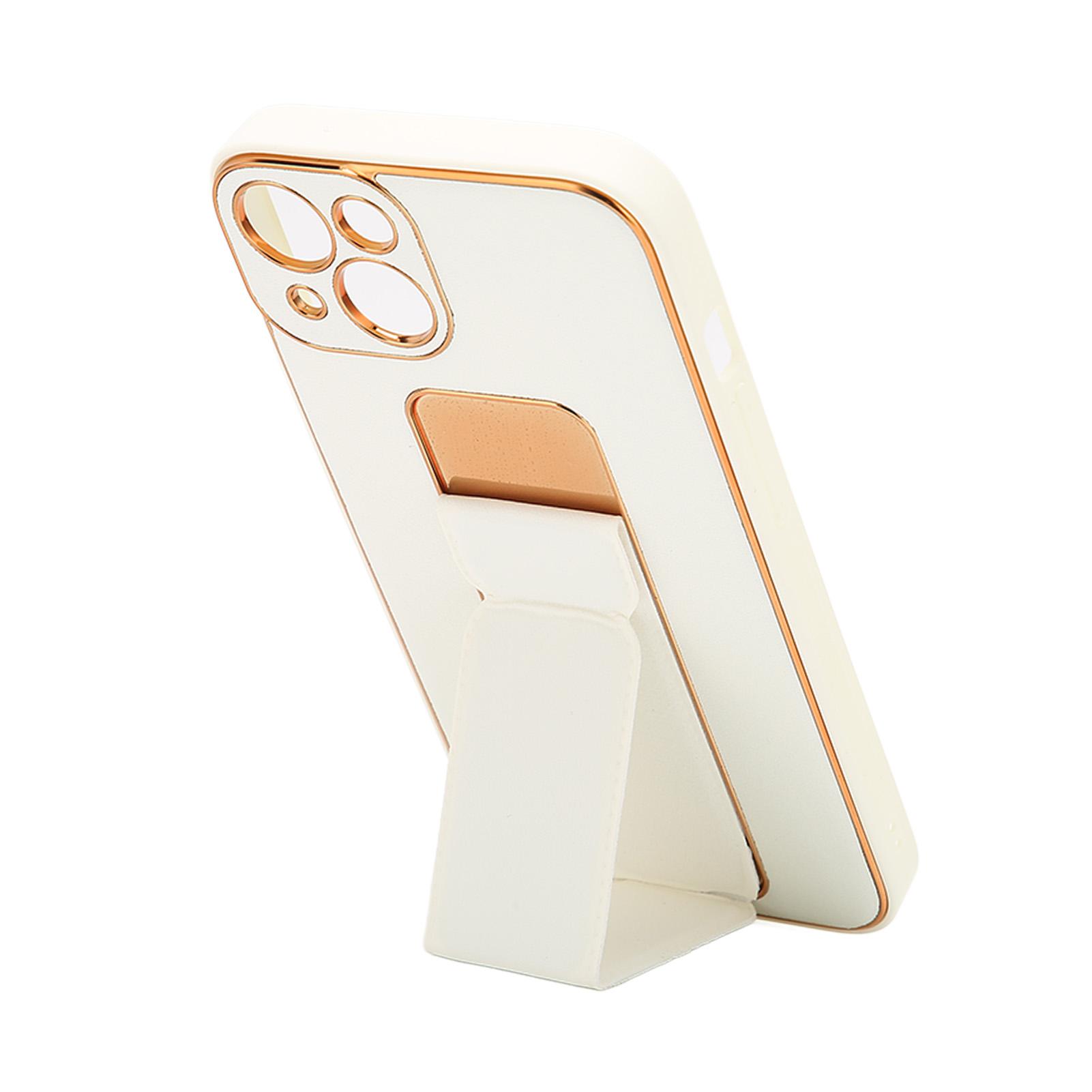 Innovative Phone Case Full Metal Frame Leather Anti Drop Protective Phone Cover with Folding Bracket Wristband for белый