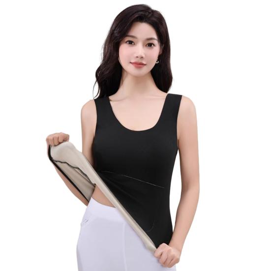 Vestă termică pentru femei, toamnă, iarnă, îngroșată de pluș, fără mâneci, cu decolteu în V, fără sudură, pulover slim fit, cu fund elastic, lenjerie de corp.