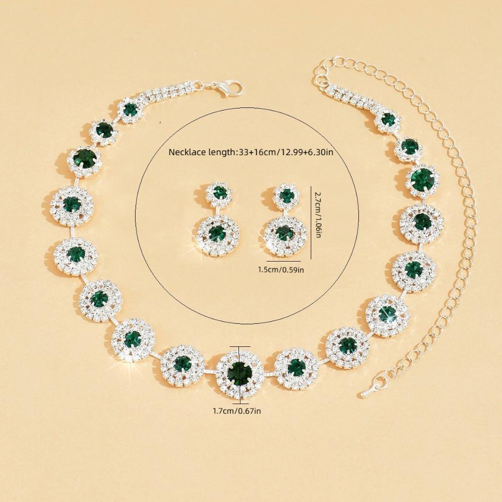 Zinc Zinc Alloy Bridal Jewelry Set Shiny Luxury Jewelry Brilliant Wedding Rhinestone Set Holiday