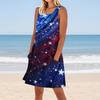 Women's Stylish Casual Independence Day Print Cuffless Pocket Dress