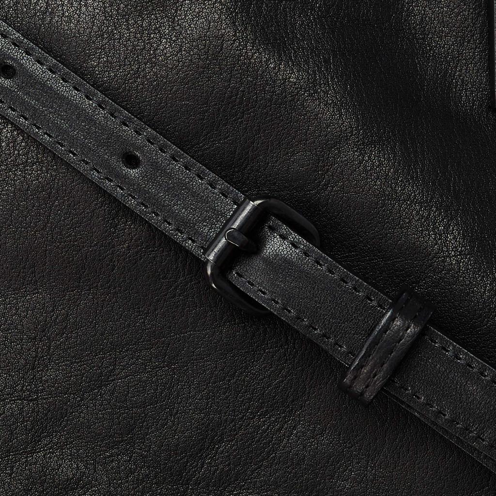 Patrick Stephan Shoulder Bag, Pochette, Drawstring Bag, Mini Shoulder Bag, Cowhide Leather, Black, 203ABG01