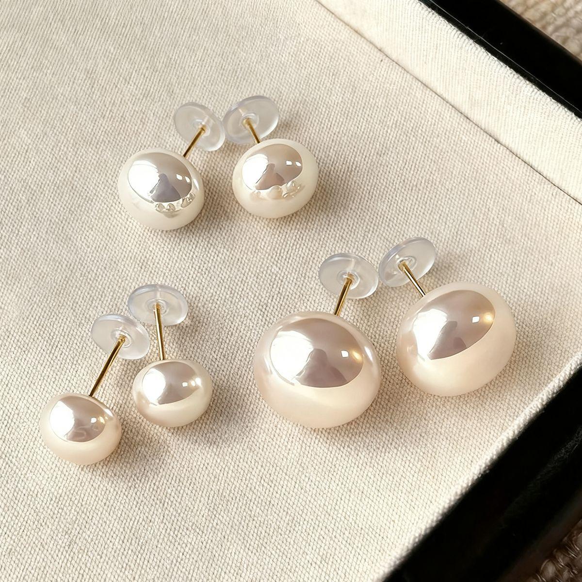 

Hot-selling oval steamed bread shape women s imitation pearl stud earrings set simple and versatile earrings