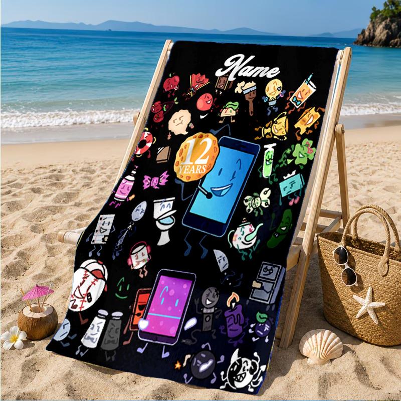 Custom Name Happy Anniversary Island Beach Towel Microfiber Beach Towel, Lightweight and Quick-Dry, for Summer Travel, Swimming Pool Gift