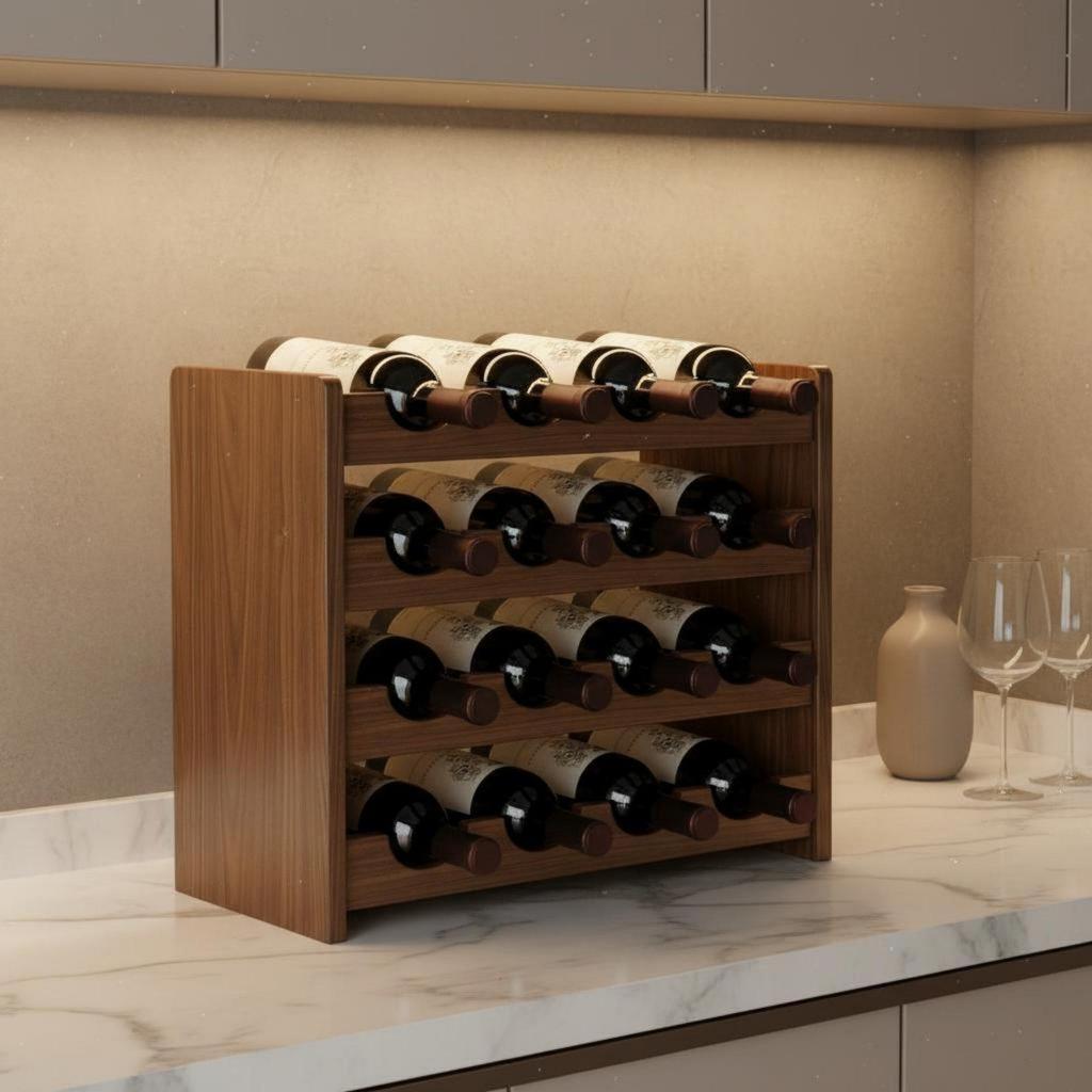Freestanding Wine Organizer Easy Assembly Bar Furniture Solid Wood