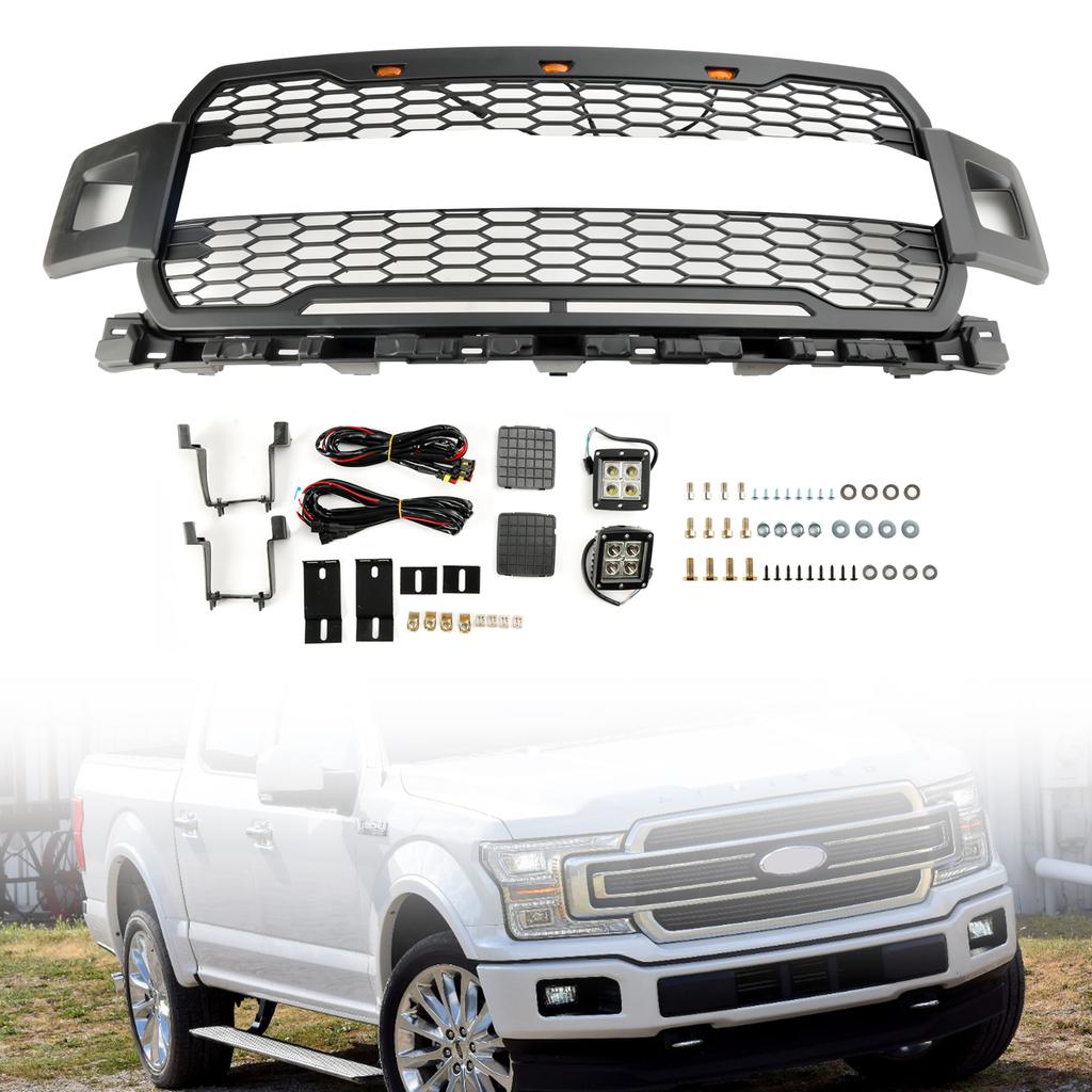 Front Bumper Grill Grille W/ LED Fit Ford F150 2018-2020 Super Duty