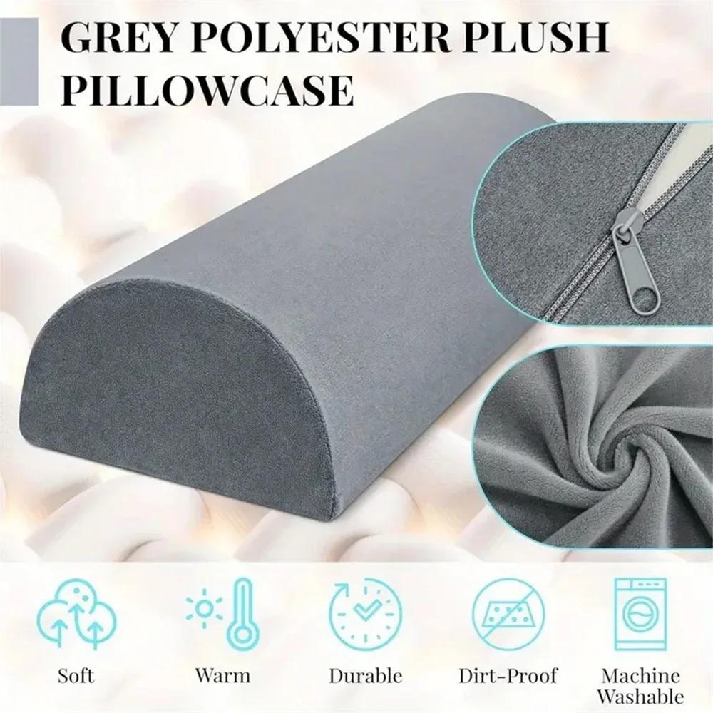 Comfort Bolster Pillow Half Moon Bolster for Legs Back&Head Memory Foam Cotton Cover Lumbar Support Pillow for Semi Roll Pillow