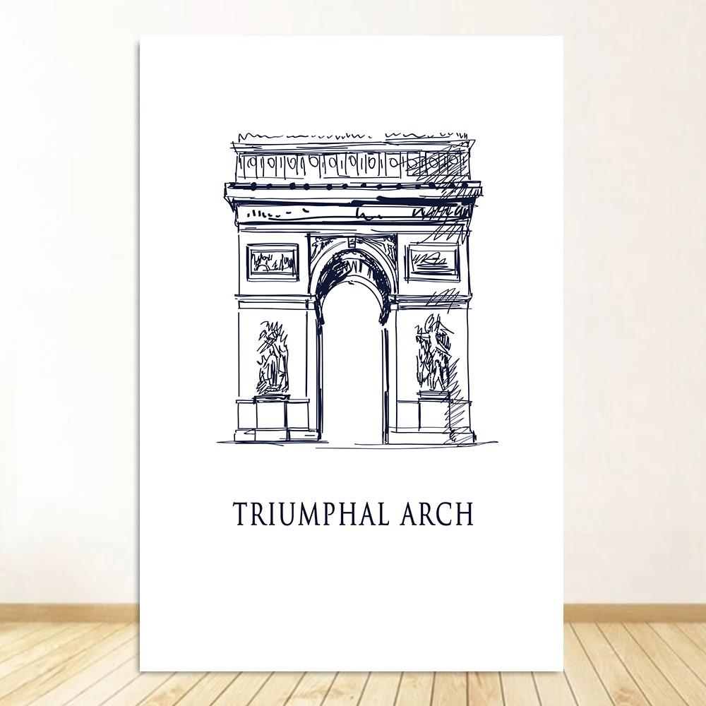 Black White Travel Poster Retro City Landscape Print Canvas Painting Nordic Wall Art Home Decor