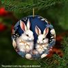 2D Flat Easter Bunny Acrylic Hanging Ornament, Floral Wreath Design, Suitable for wall decoration, porch, room, villa, accents Home, Hallway, or Workp
