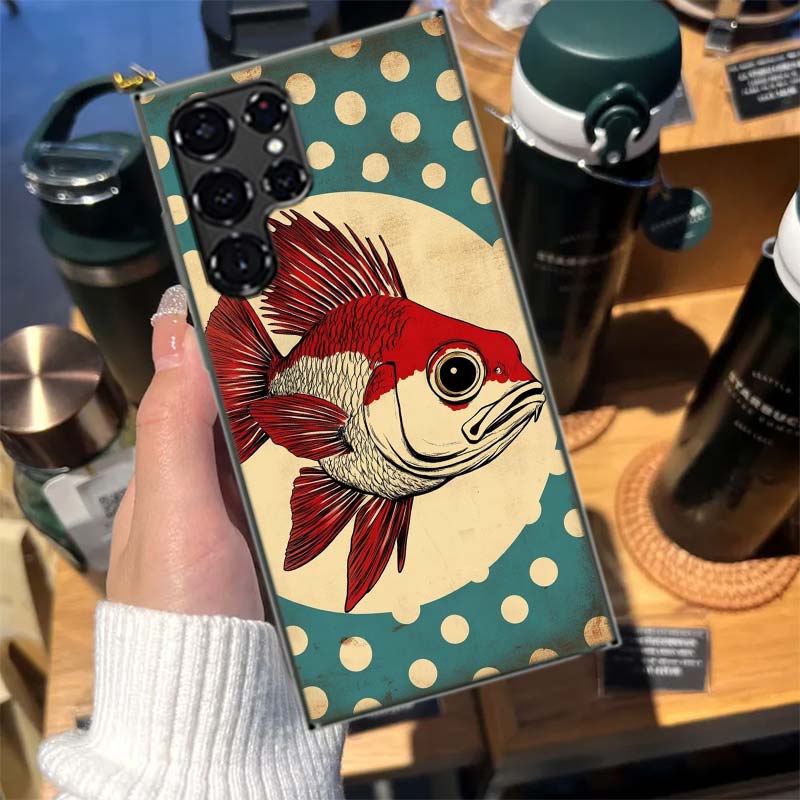 Pop Art Zeichenideen Fisch Hüllen Handyhülle für Samsung Galaxy S26 Ultra S25 Edge S24 S23 FE S21 Plus S20 S22 S10 Hülle TPU Capa
