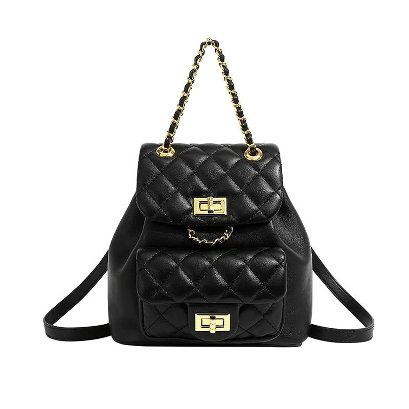 Sac à dos chaîne Xiaoxiangfeng Nouveau sac à dos de niche pour femme Sac à main Grille diamant Multifonctionnel et élégant Polyvalent Sac à dos de voyage à une épaule