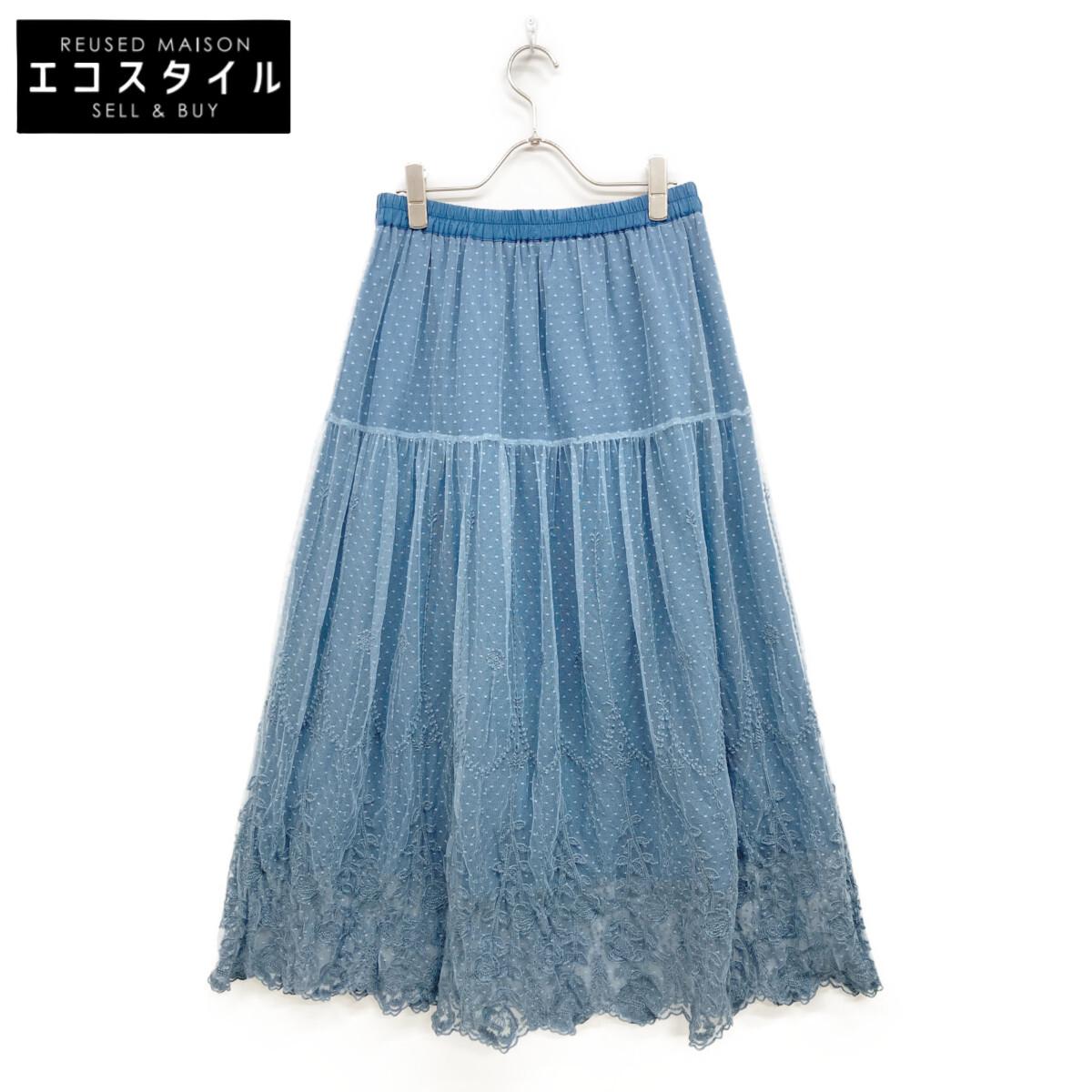 

SUPER HAKKA 04170122 Flowing Flower Tulle Long Skirt skirt Not written blueUsed
