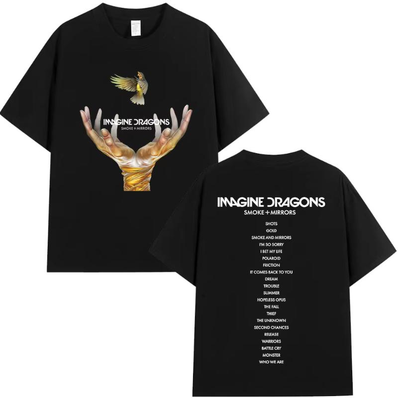 Camiseta de Música del Álbum de Rock Imagine Dragons Moda Hip Hop Camiseta Unisex Mujer Algodón Comodidad Manga Corta Camisetas Streetwear