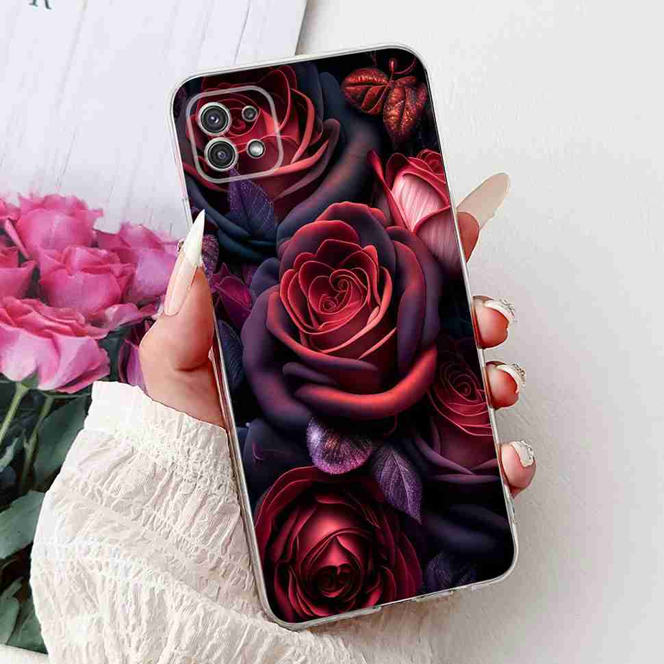 For Samsung Galaxy A22 5G Case SM-A226B Fashion Flower Bear Soft Silicone Cover For Samsung A22 A22 SM-A226BRN 6.6" Phone Casing
