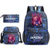 Set da 3 pezzi Anime Cartone Animato K-Pop Cacciatori di Demoni Zaino Stampato con Borsa a Tracolla Astuccio per Ragazzo Ragazza Adolescente Zaino Scolastico di Grande Capacità