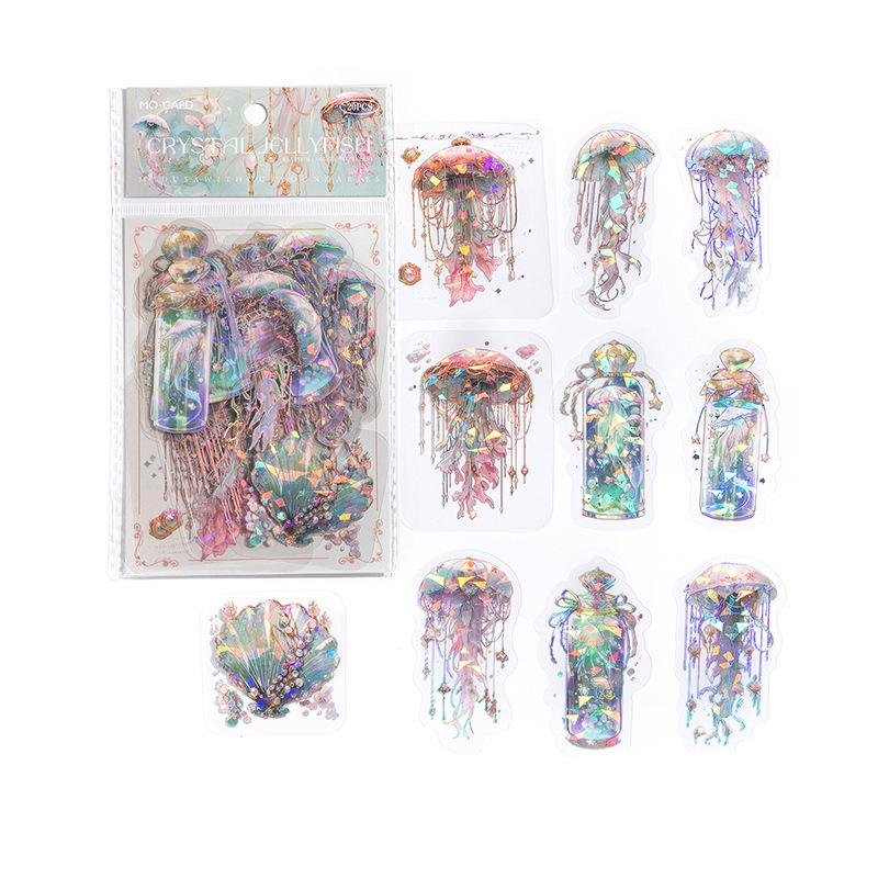 

Momo Ice Crystal PET Sticker Pack - Boundless Jellyfish 3D Laser Silver Journal Stickers