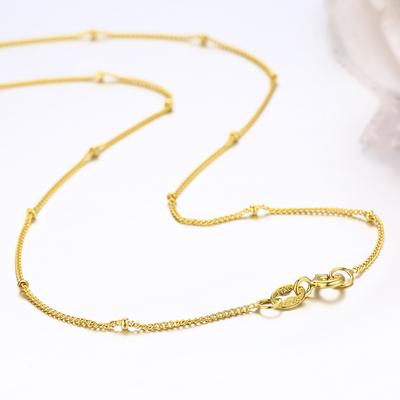 35-80 cm 1 mm Tiny 925 Sterling Silver w zlaté barvě Náhrdelníky s korálkovým řetízkem pro ženy Šperky Kolye Collares Ketting