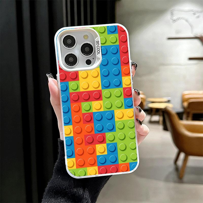 Fashion Building Blocks Pattern Soft Phone Case for iPhone 15 16 17 Pro Max 17Air 16E 14 Plus 13 12 Mini Shockproof Cover Back S