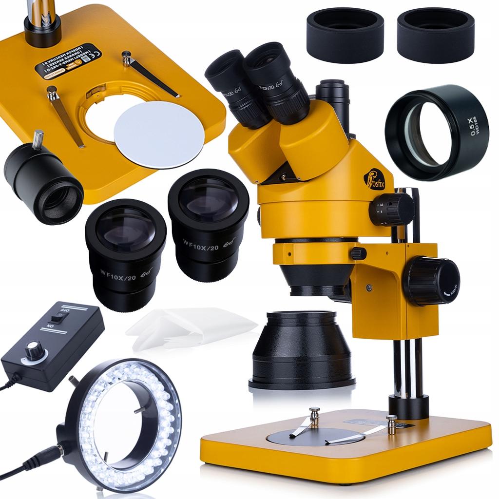 Rosfix Mikroskop Trinokularny Z Barlow 0.5x I Oświetleniem LED 56D – Powiększenie 7–45× | Trzecie Wyjście Na Kamerę | Zestaw Gotowy Do Pracy