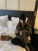 HEYGIRL Black Lazy Stripe 3.0 Korean Style Women's Autumn Loose Casual T-shirt
