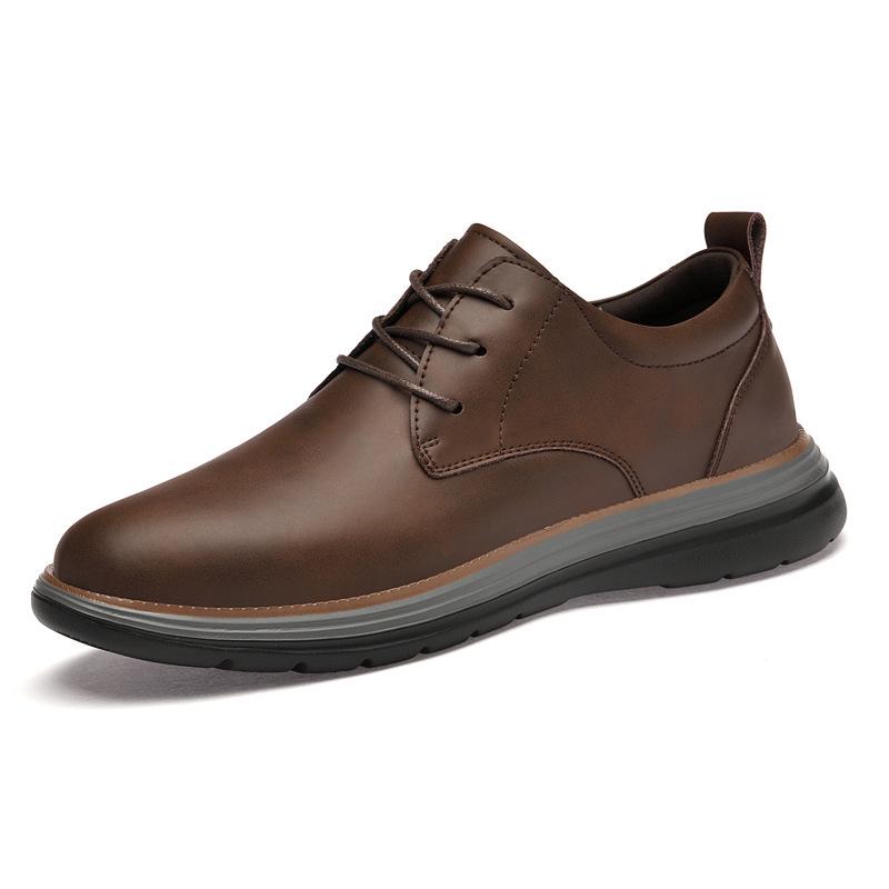 Men's Genuine Leather Breathable Casual Shoes - Versatile Retro Design, Soft Sole, Large Size, Fashionable and Comfortable.