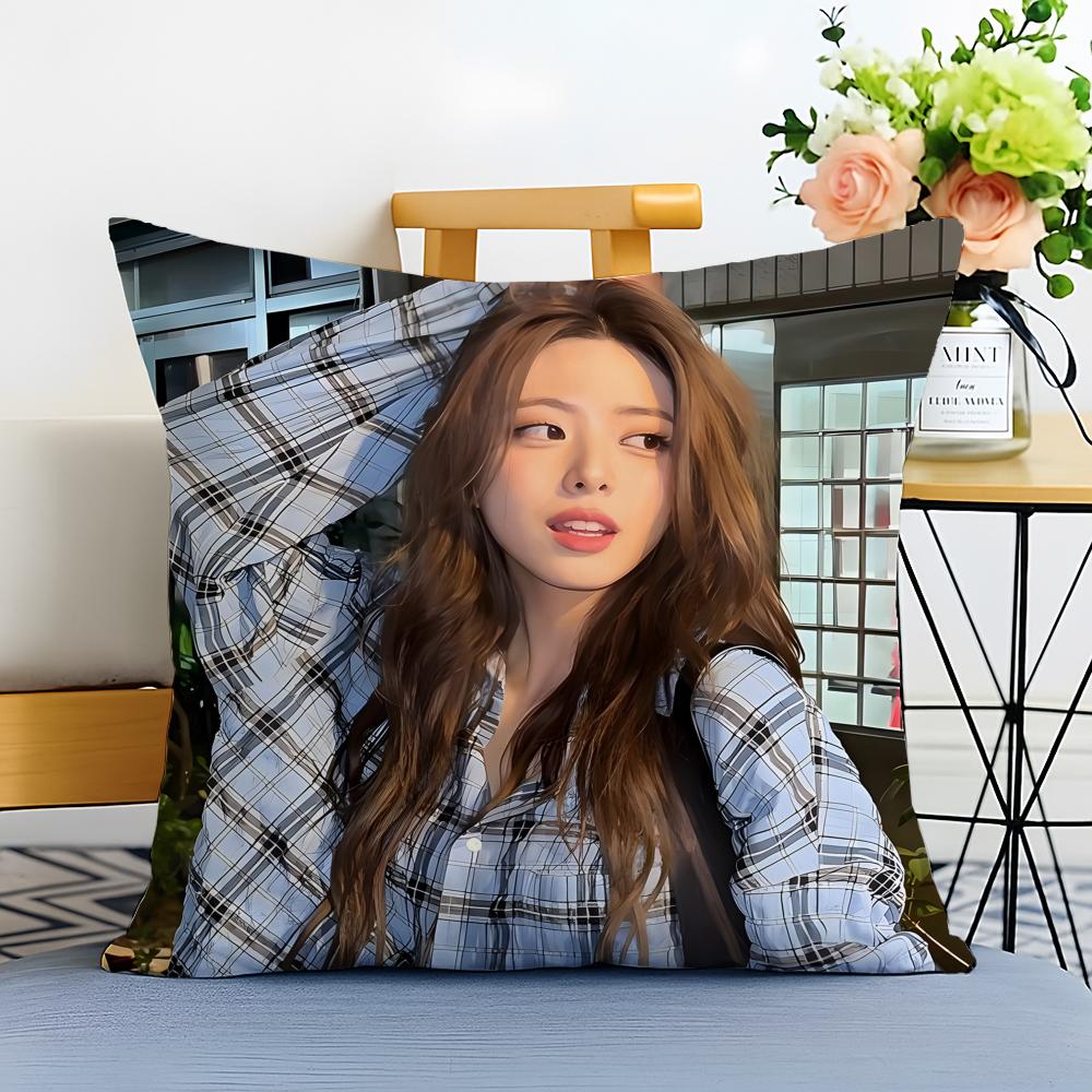 Idol Energetic S-Shin Yu-Na Cushion Cover Washable Linen Pillowcase Soft For Sofa Bed Cozy Home Room Decor