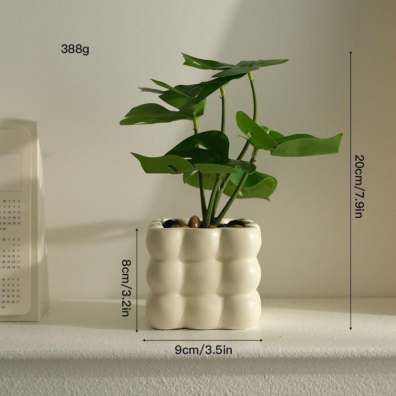 Decorative Artificial Potted Plant Small Size, Nordic Style Faux Green Bonsai for Indoor Desk Decor