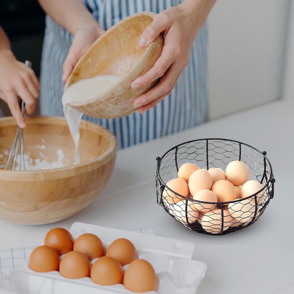 Egg Storage Basket Iron Basket Potato Garlic Container Kitchen Storage Metal Wire Egg Basket Farm Chicken Cover Egg Holder