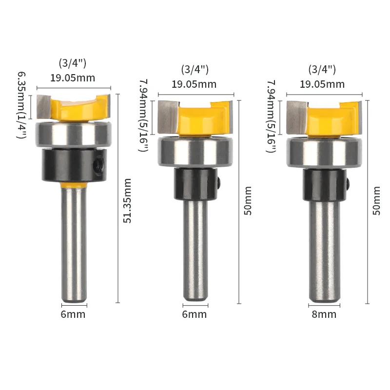 Face Mill 6MM 6.35MM 8MM D19.05MM Pattern Router Bit Woodworking Milling Cutters for Wood Bit Face Mill Carbide Cutter End Mill