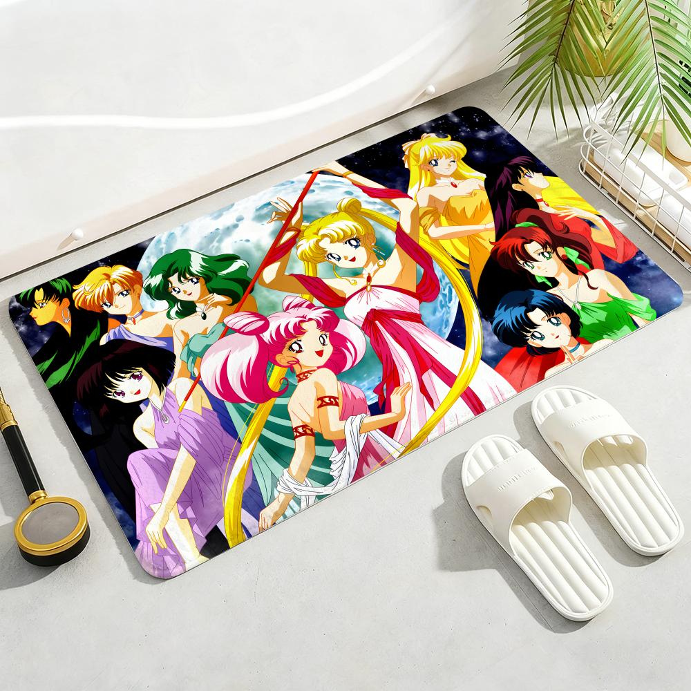 ANIME S-SAILOR-MOON Floor Mat Soft Thickened Non-Slip Door Mat for Living Room Home Decor Flannel Rugs