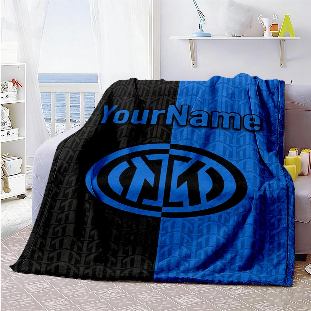 Inter Milan Personalized Name Blanket Multi-purpose Personalized Blanket Soft Warm Cozy for Office Chair Living Room Office Livingroom