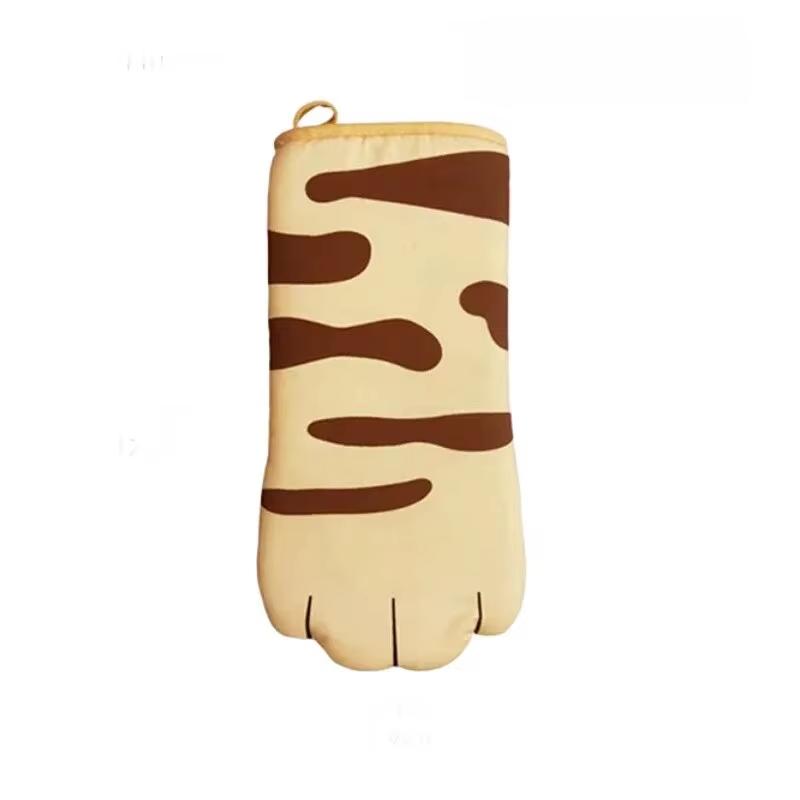 Long Cotton Baking Insulation Gloves 3D Cartoon Animal Cat Paws Oven Mitts Microwave Heat Resistant Non-Slip Kitchen Gloves