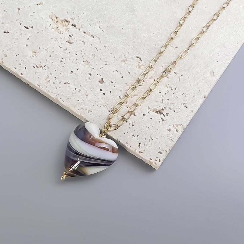 Delicate Glass Pendant Charm Choker Necklace Elegant Collar Chain Fashionable Neckwear Gift Jewelry for Girls Lady
