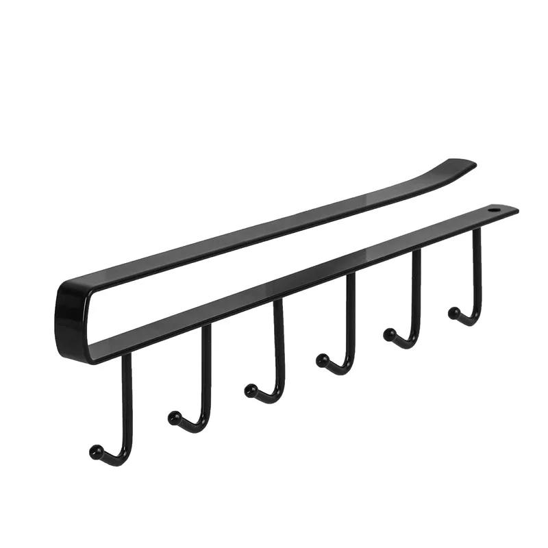 Шкаф для хранения вещей Многофункциональный крючок Отделочная стойка для шкафа Кухня Не оставляющая следов Крючок без гвоздей 6 крючков чёрный