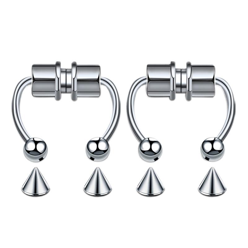 Stainless Steel Magnet Fake Nose Ring Hoop Fake Piercing Hoop Septum Rings For Women Fashion Gothic Rock Body Zircon Gifts
