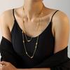 Golden Double-layered Beaded Sweater Chain, Elegant and High-end Layered Necklace 18K Gold Plated Stainless Steel