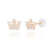 14K Gold Stud Earrings with Shine Crown
