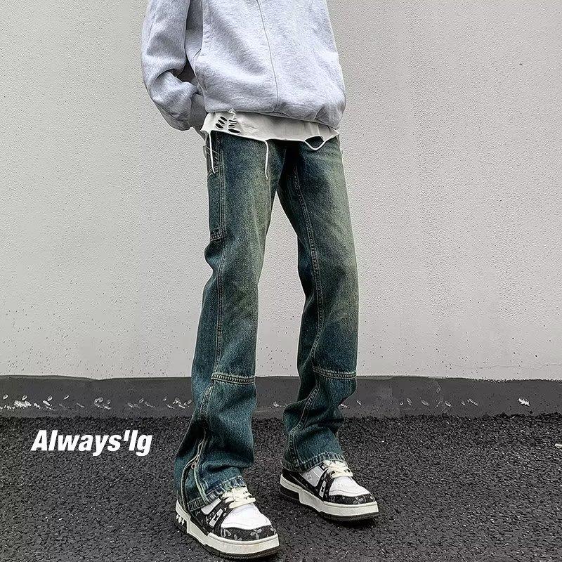 JYL Мужские Джинсы Новые Прямые Весна Осень Свободные Американский Винтаж Модные Джинсовые Брюки 2XL