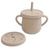 Silicone Baby Straw Cup - Cute Training Sippy Cup with Handles, Straws, Lids - Reusable Snack Cups Feeding Supplies for Toddlers