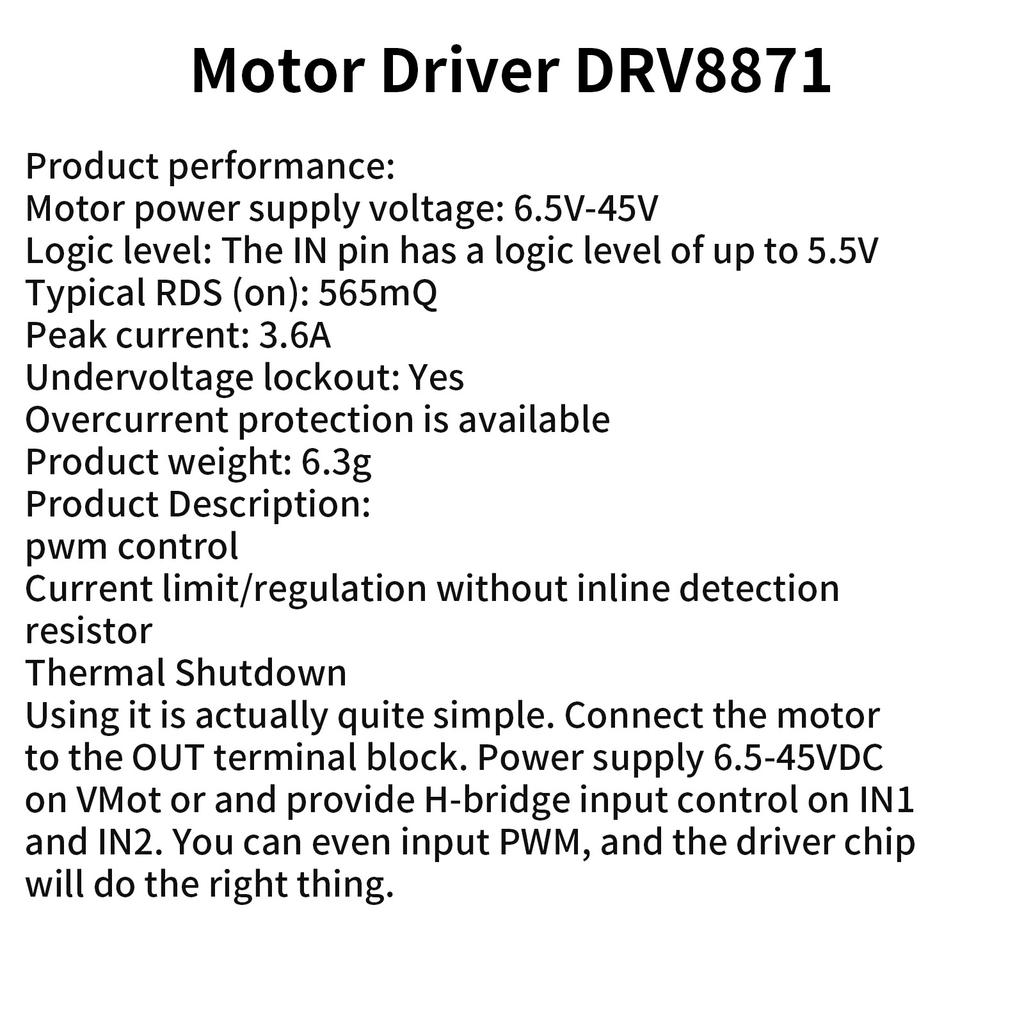 3pcs Multipurpose DRV8871 Motor Driver Module H Bridge PWM Control Convenient for Efficient Motor Management Use